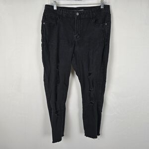 Old Navy Jeans Women's 16 Regular Black Rockstar Mid-Rise Distressed Skinny